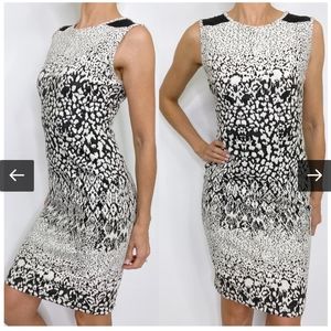 👠 - NWT Carmen Carmen Marc Valvo sz S Black & White Textured Ribbed Dress